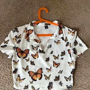 White butterfly shirt